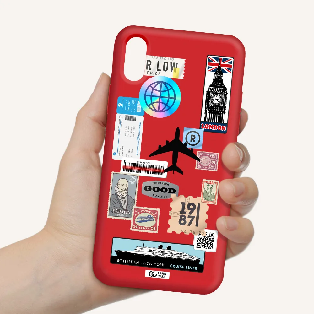 Stamp Stickers Apple iPhone XS Silicone Imperial Red Case