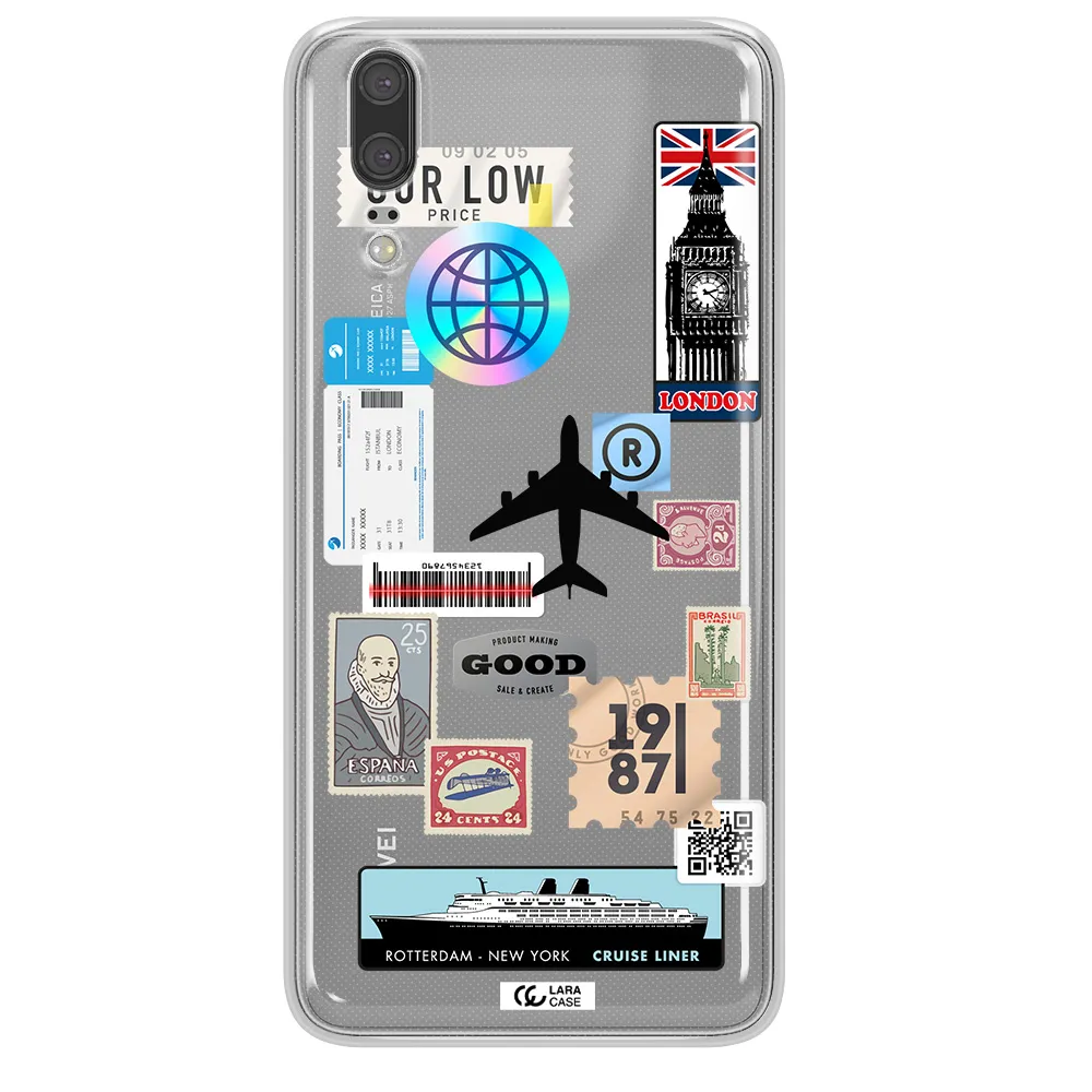 Stamp Stickers Huawei P20 Clear TPU Case