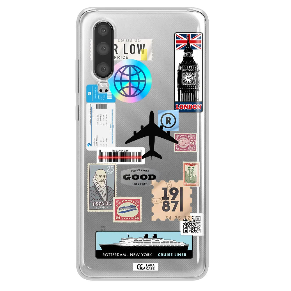 Stamp Stickers Huawei P30 Clear TPU Case