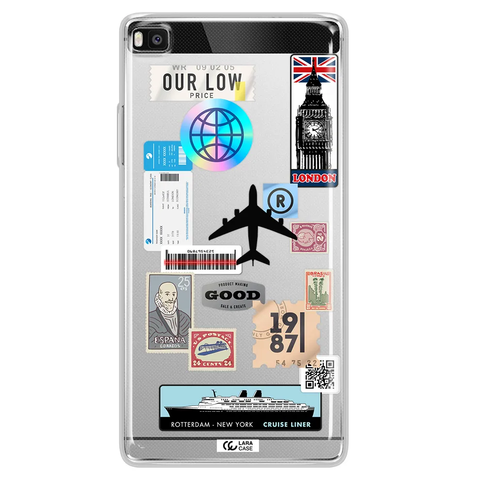 Stamp Stickers Huawei P8 Clear TPU Case