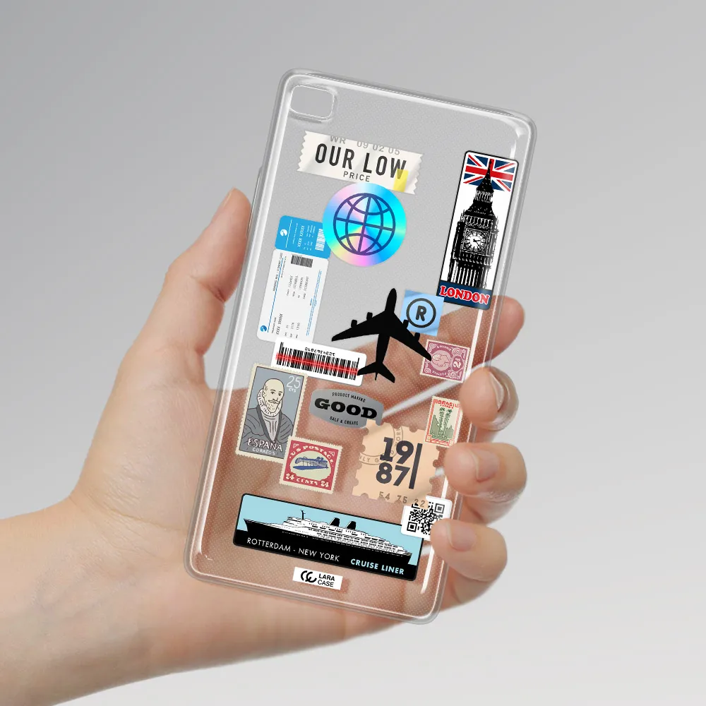 Stamp Stickers Huawei P8 Clear TPU Case