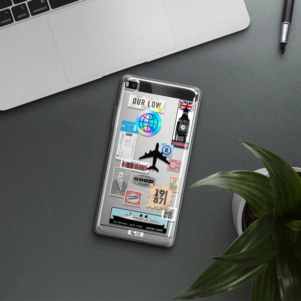 Stamp Stickers Huawei P8 Clear TPU Case