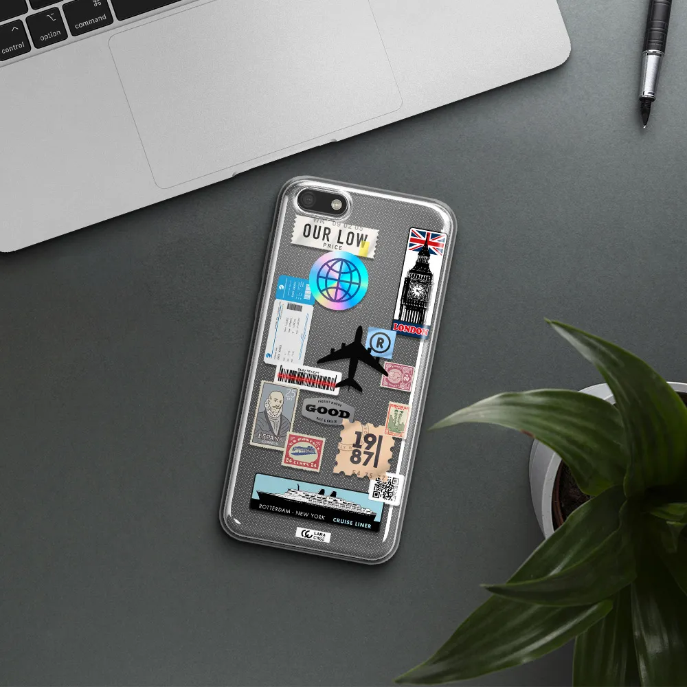 Stamp Stickers Huawei Y5 2018 Clear TPU Case