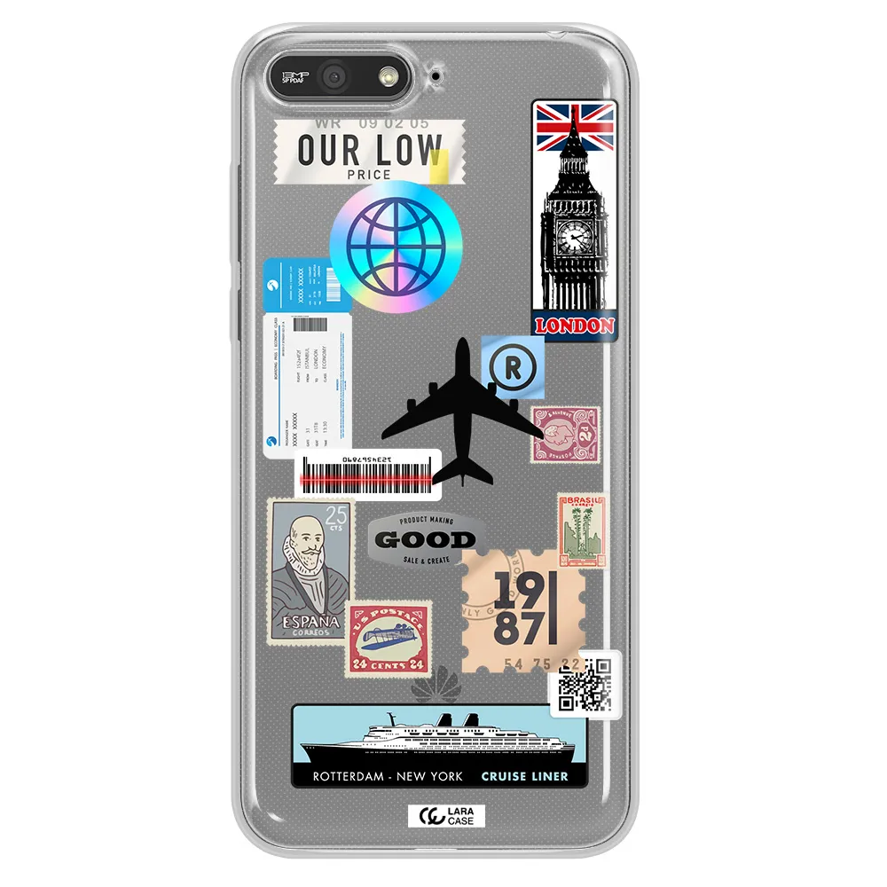 Stamp Stickers Huawei Y6 2018 Clear TPU Case
