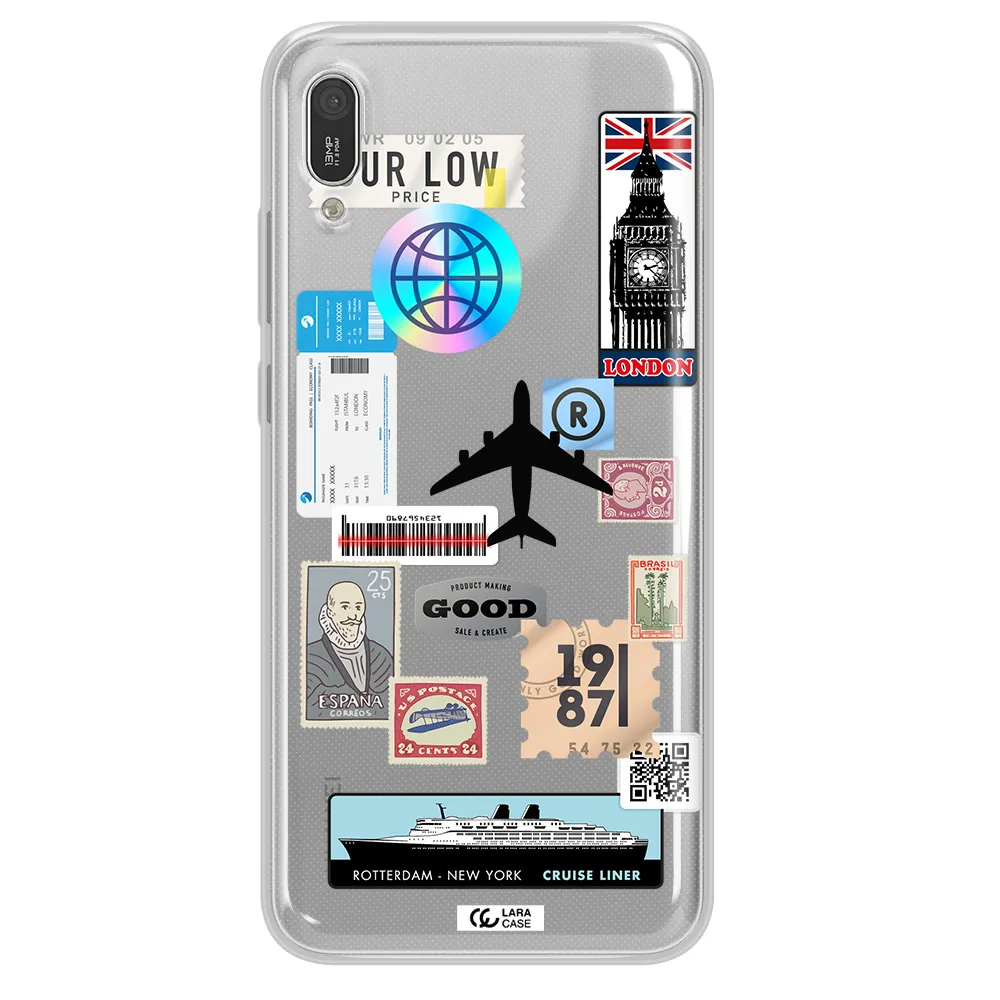 Stamp Stickers Huawei Y6 Pro 2019 Clear TPU Case
