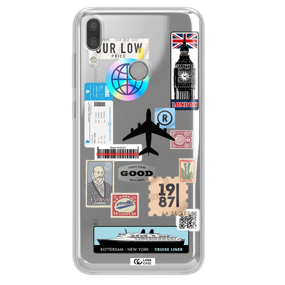 Stamp Stickers Huawei Y9 2019 Clear TPU Case