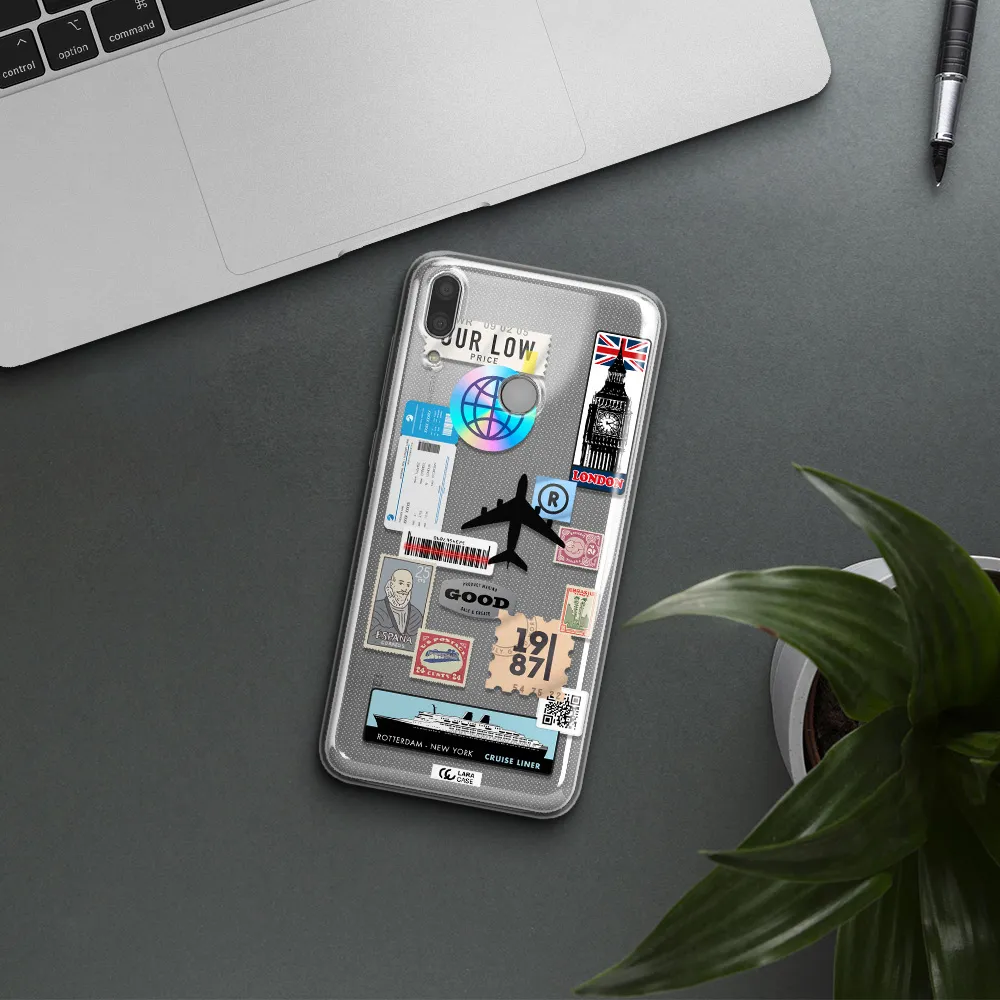 Stamp Stickers Huawei Y9 2019 Clear TPU Case