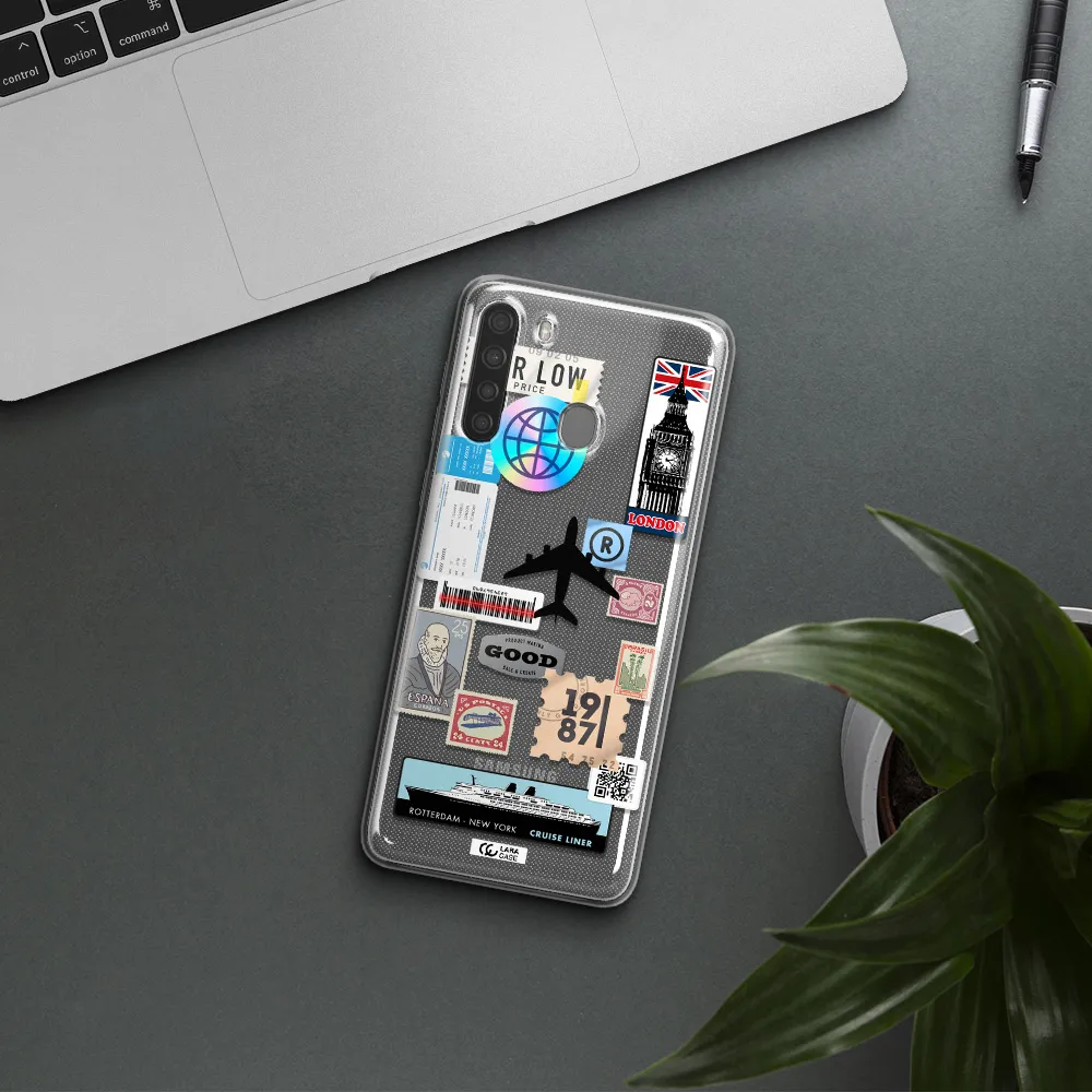 Stamp Stickers Samsung A21 Clear TPU Case