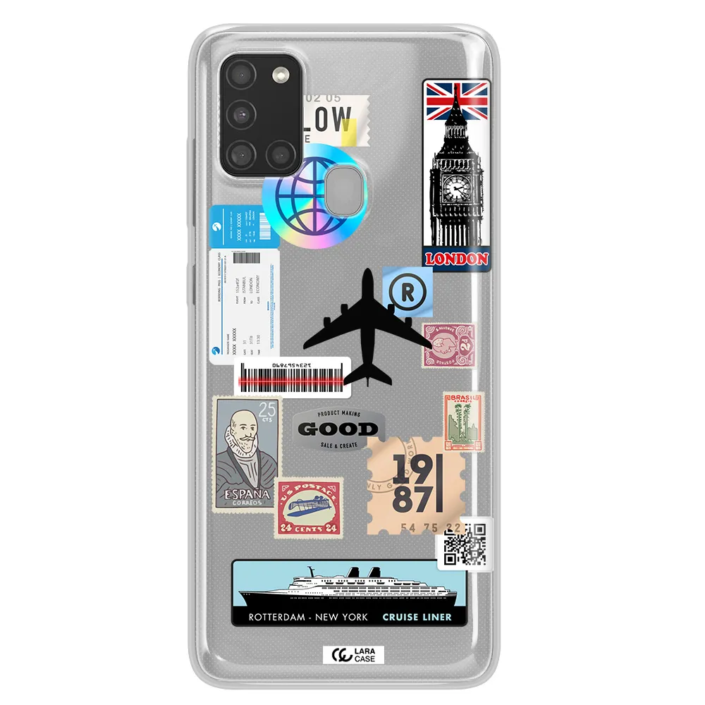 Stamp Stickers Samsung A21S Clear TPU Case