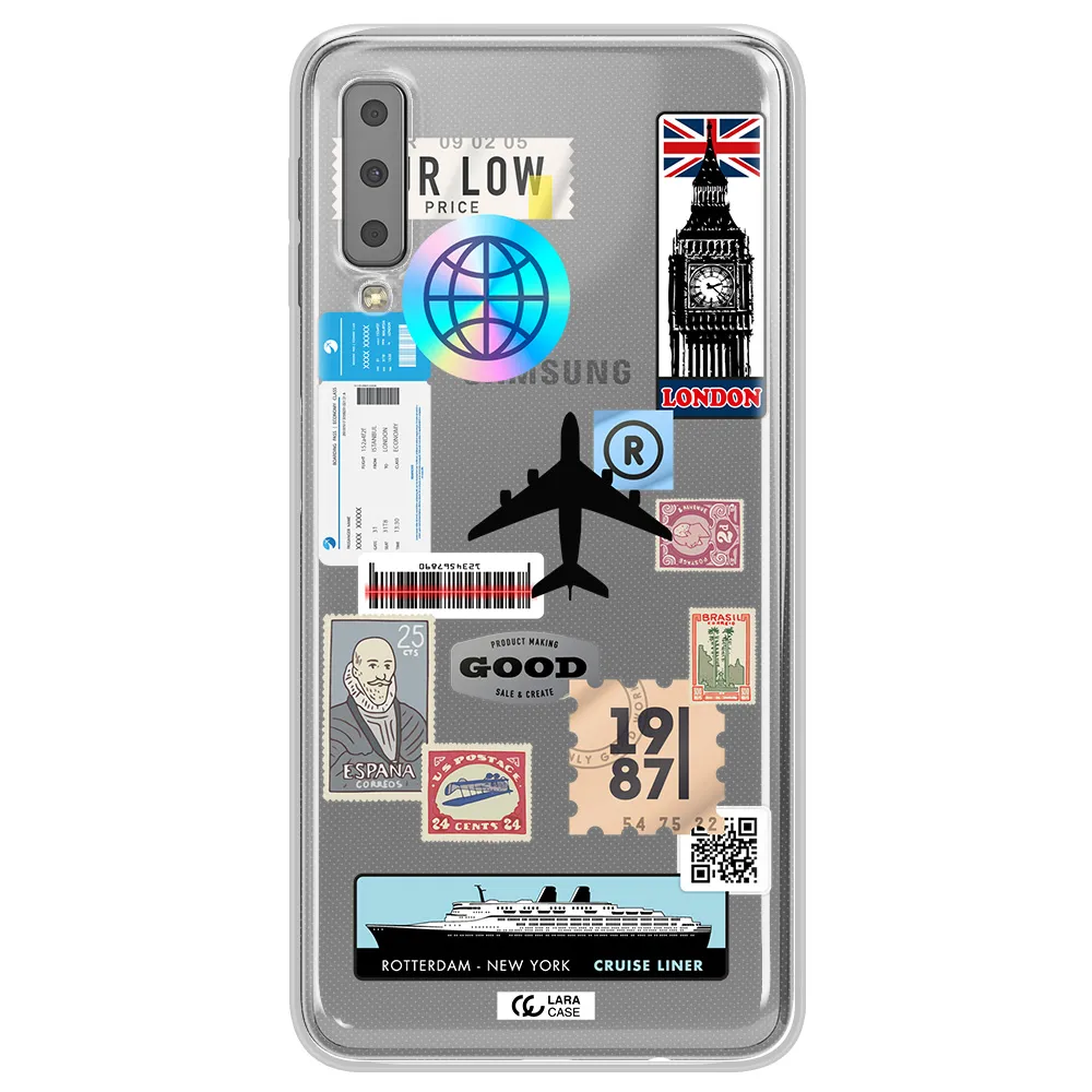 Stamp Stickers Samsung A7 2018 Clear TPU Case