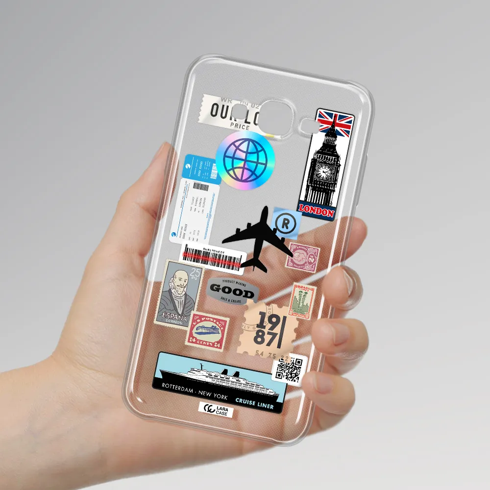 Stamp Stickers Samsung J7 Clear TPU Case