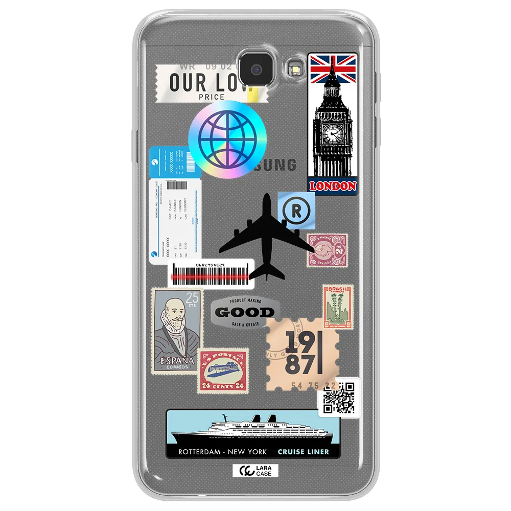 Stamp Stickers Samsung J7 Prim Clear TPU Case