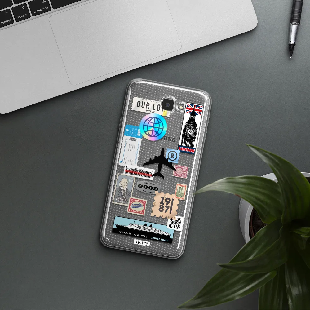 Stamp Stickers Samsung J7 Prim Clear TPU Case