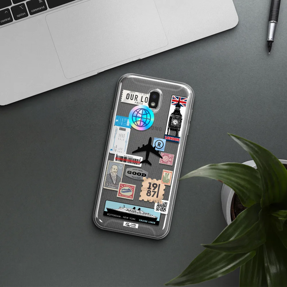 Stamp Stickers Samsung J7 Pro Clear TPU Case