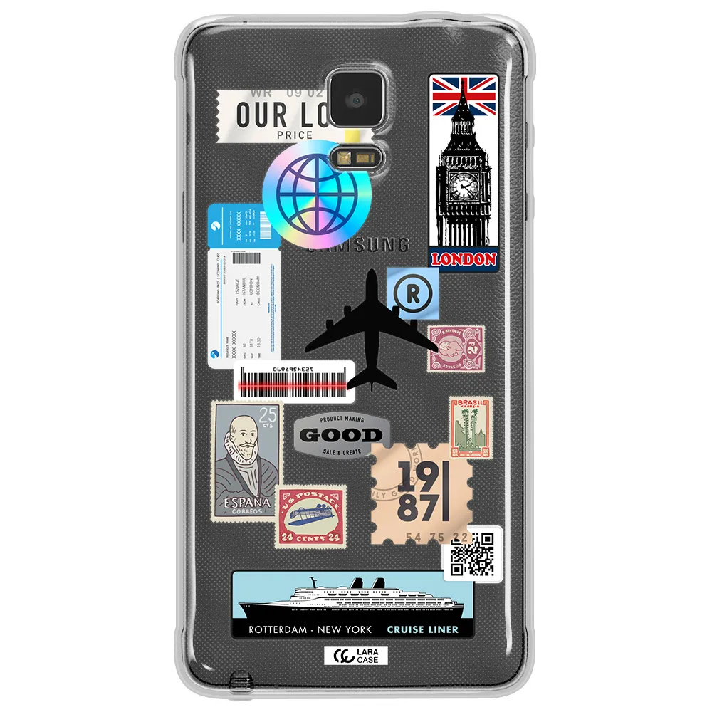 Stamp Stickers Samsung Note 4 Clear TPU Case