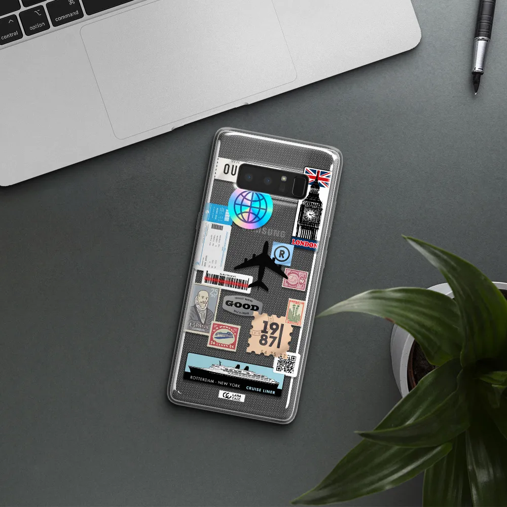 Stamp Stickers Samsung Note 8 Clear TPU Case