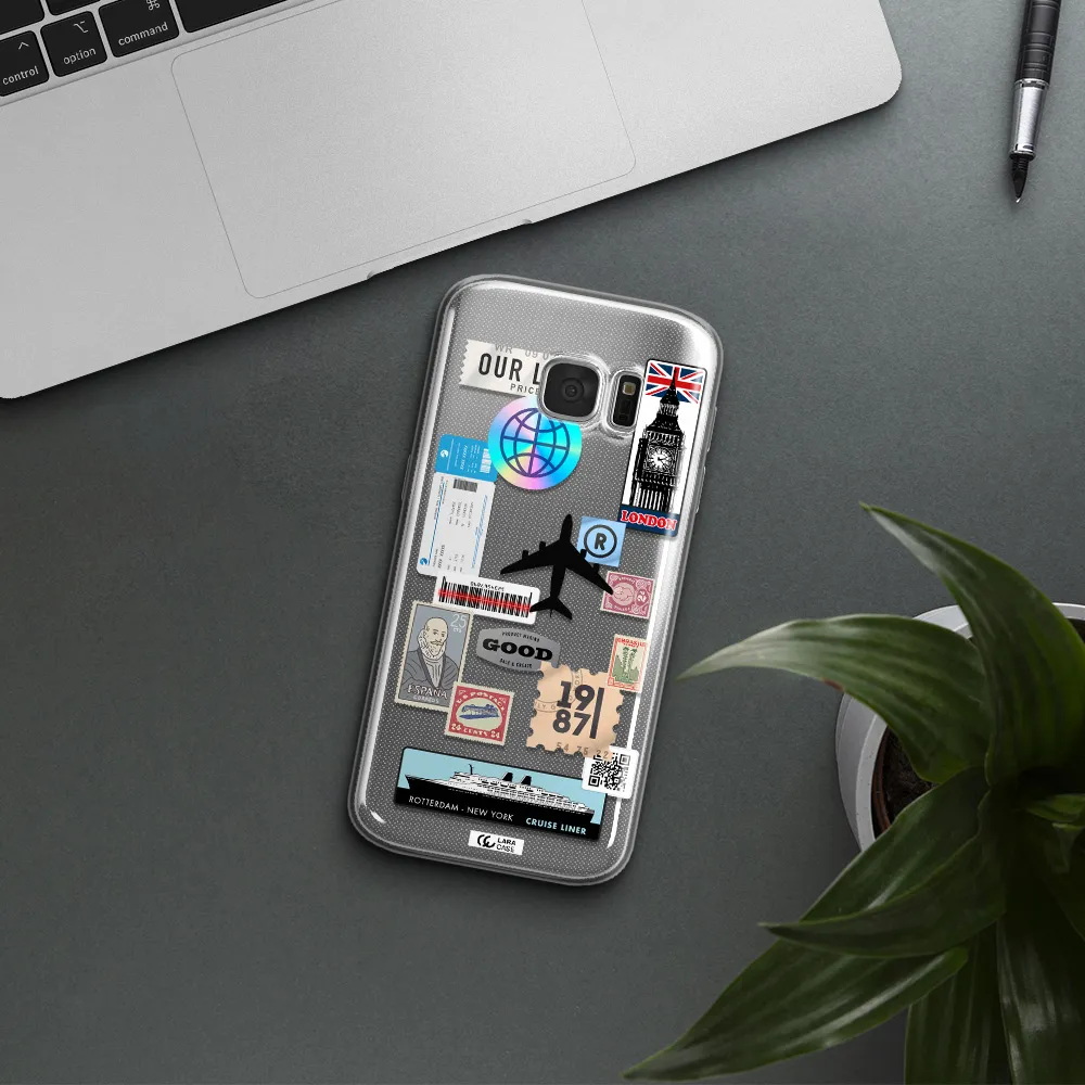 Stamp Stickers Samsung S 7 Clear TPU Case