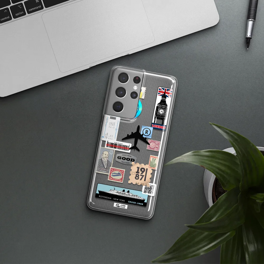 Stamp Stickers Samsung S21 Ultra Clear TPU Case