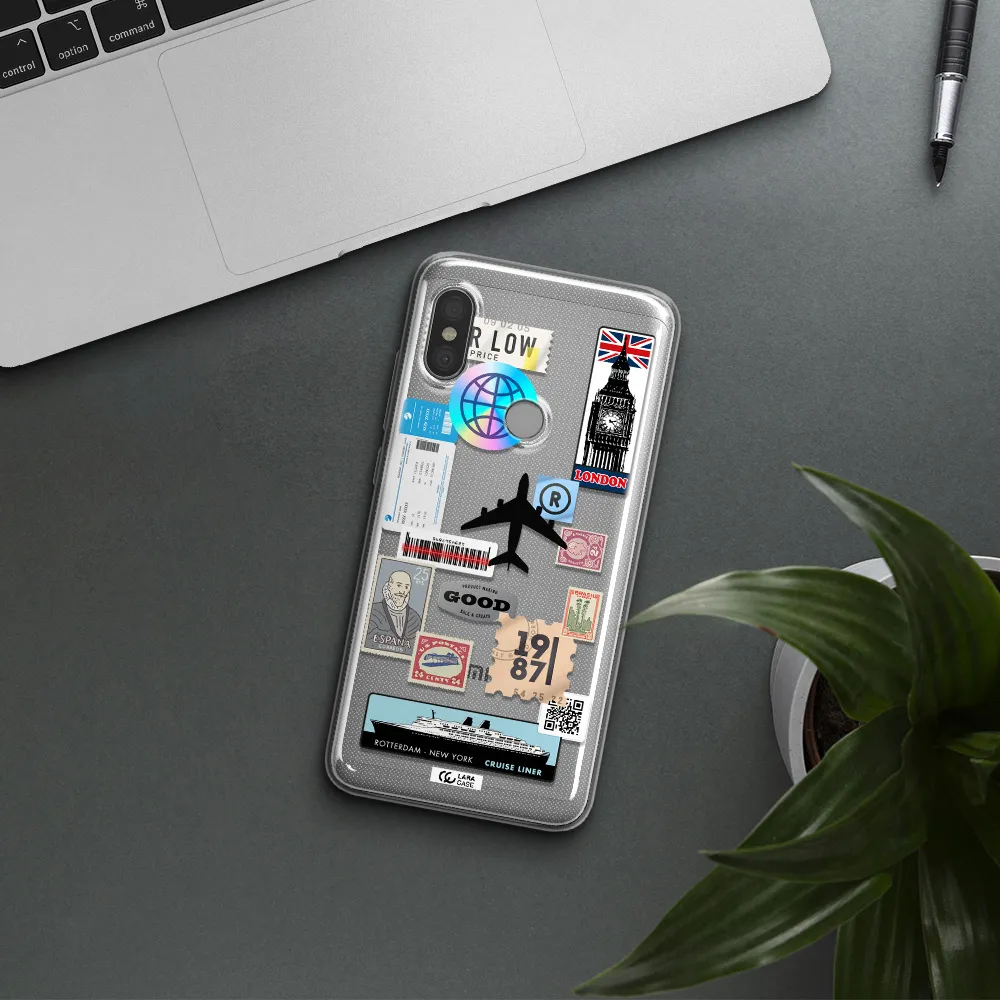 Stamp Stickers Xiaomi Redmi Note 6 Pro Clear TPU Case