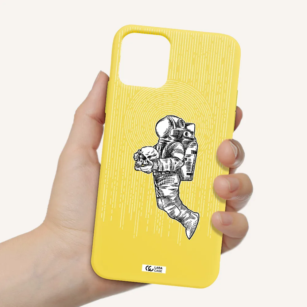 Astronaut Holding A Skull Apple iPhone 11 pro max Silicone canary yellow Case