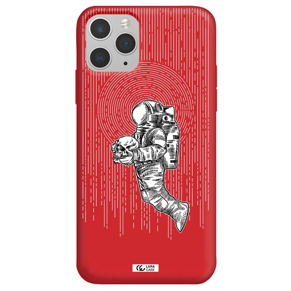 Astronaut Holding A Skull Apple iPhone 11 pro max Silicone Imperial Red Case
