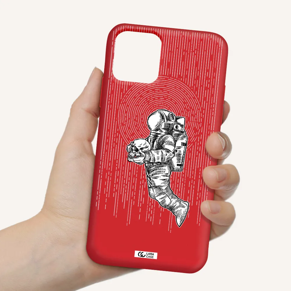 Astronaut Holding A Skull Apple iPhone 11 pro max Silicone Imperial Red Case