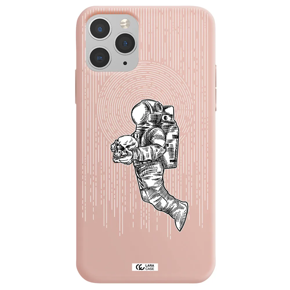 Astronaut Holding A Skull Apple iPhone 11 pro max Silicone pastel pink Case