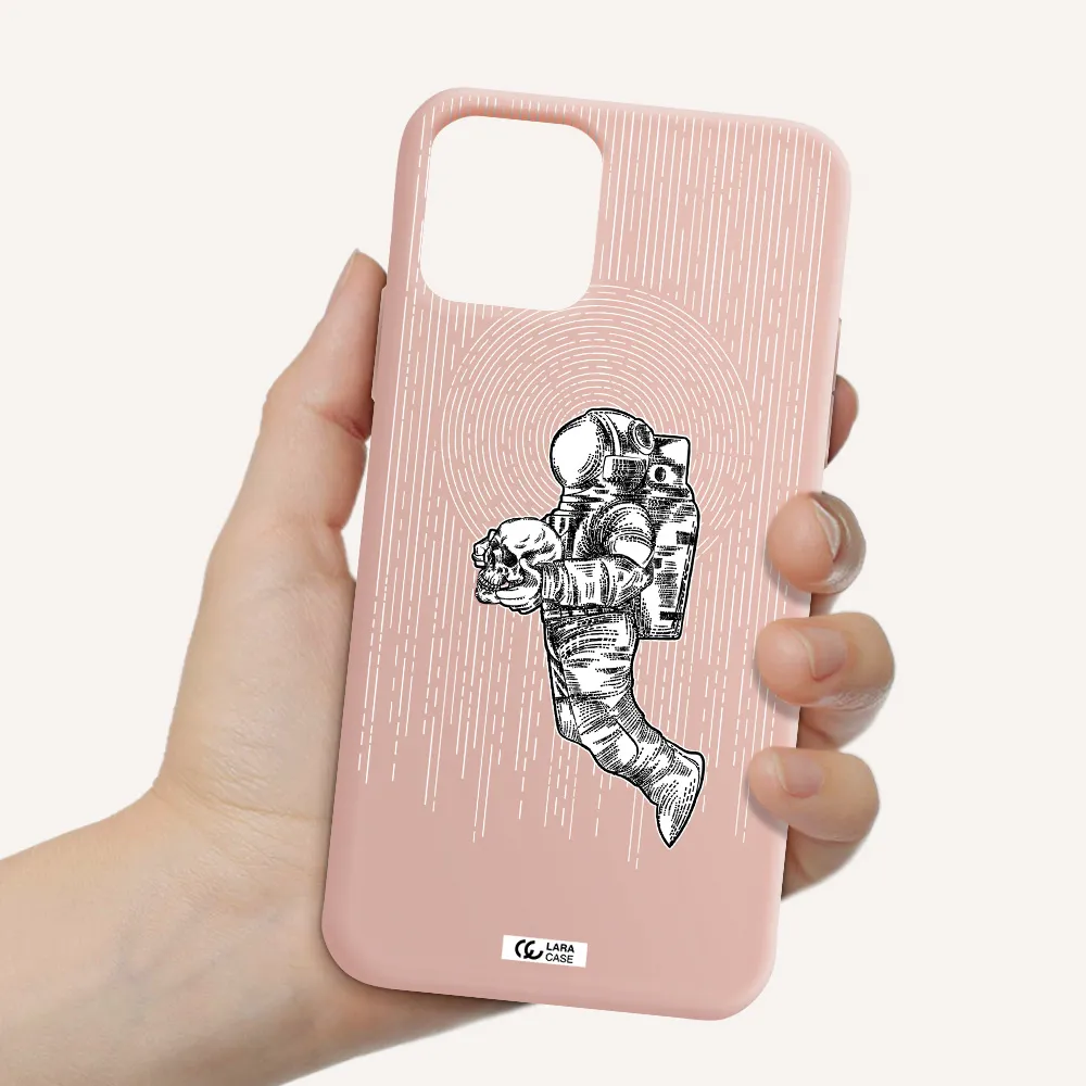 Astronaut Holding A Skull Apple iPhone 11 pro max Silicone pastel pink Case