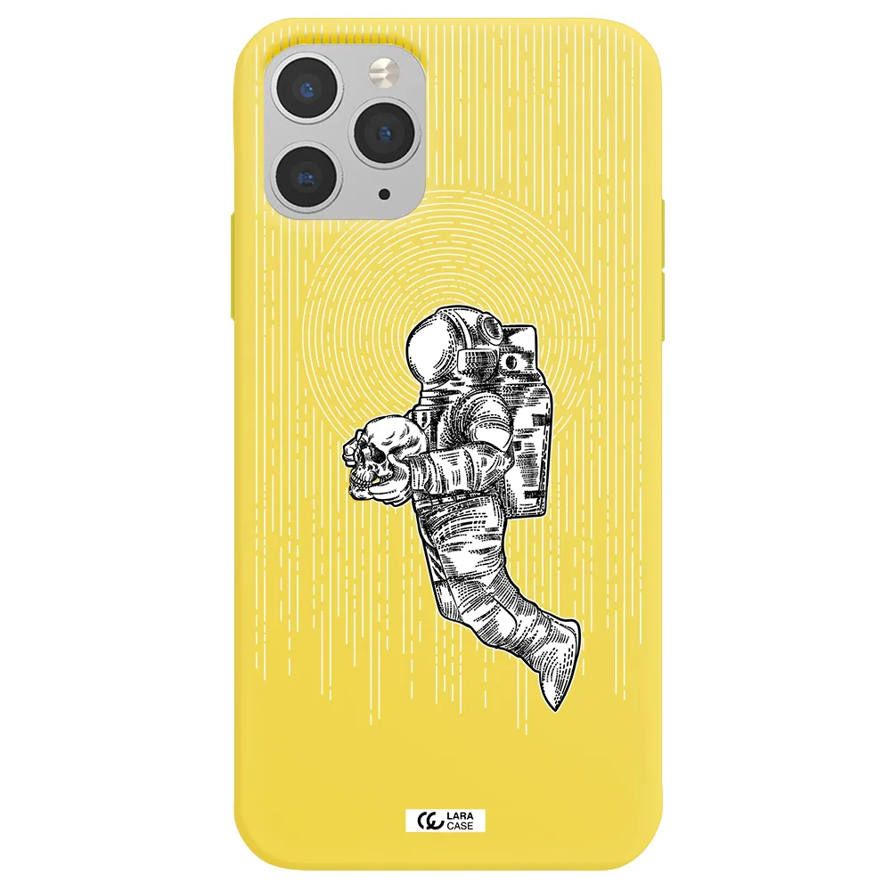Astronaut Holding A Skull Apple iPhone 11 pro Silicone canary yellow Case