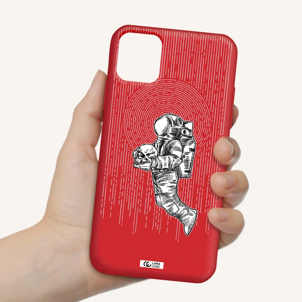 Astronaut Holding A Skull Apple iPhone 11 Silicone Imperial Red Case