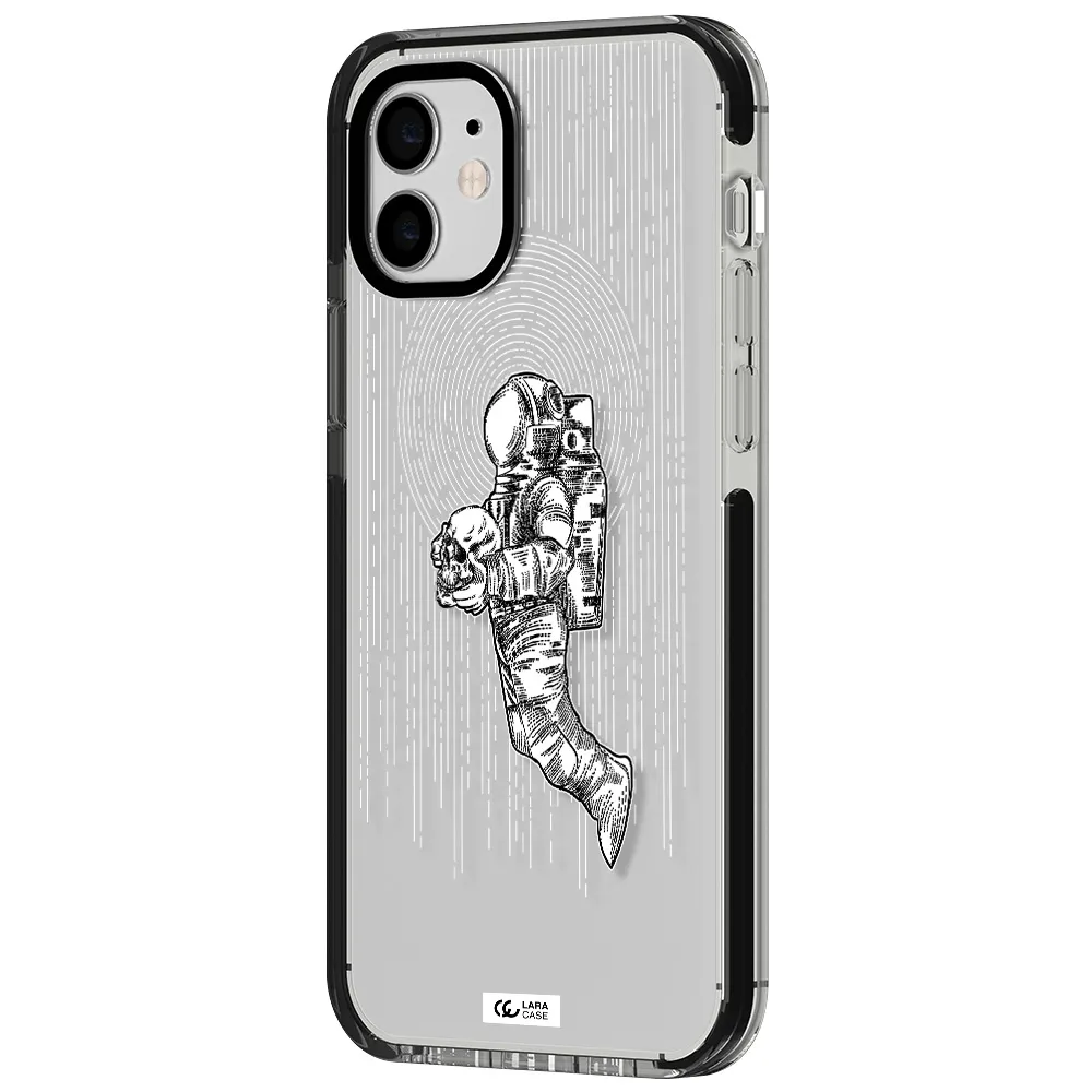 Astronaut Holding A Skull Apple iPhone 12 impact black border Case
