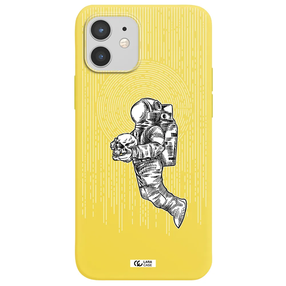 Astronaut Holding A Skull Apple iPhone 12 mini Silicone canary yellow Case