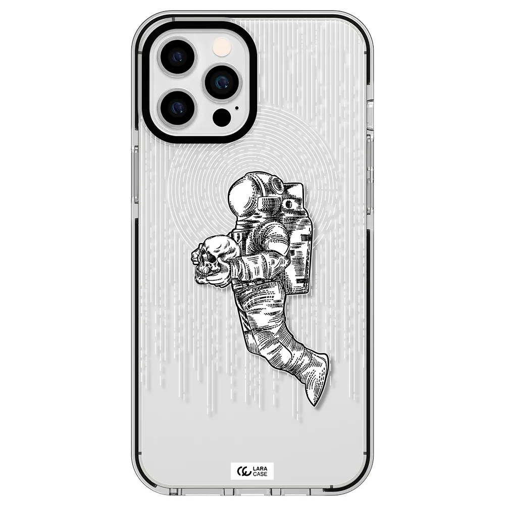 Astronaut Holding A Skull Apple iPhone 12 pro max impact black border Case