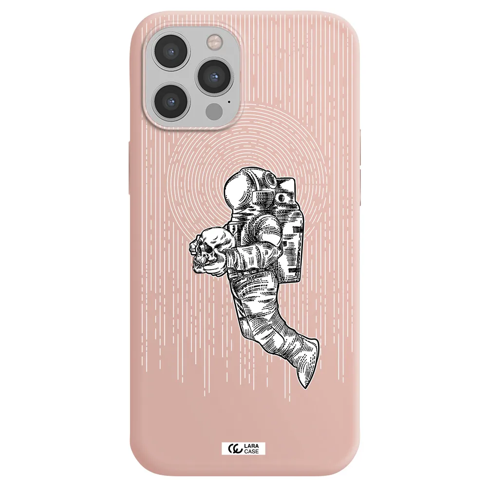 Astronaut Holding A Skull Apple iPhone 12 pro max Silicone pastel pink Case