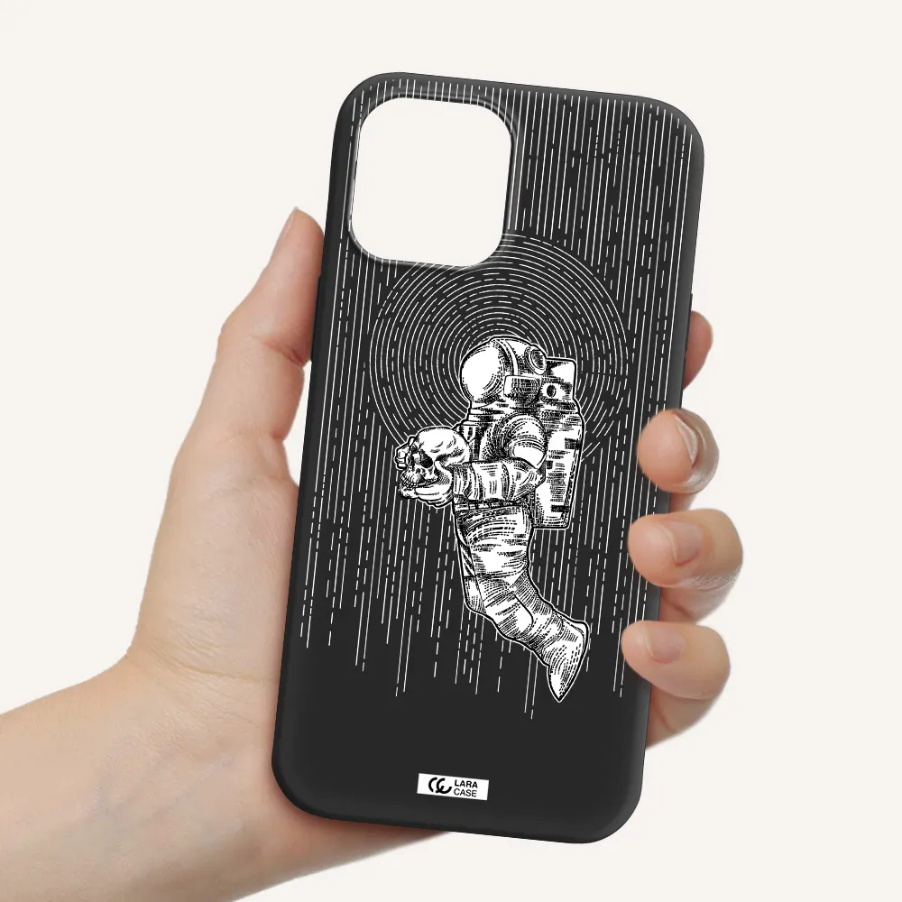 Astronaut Holding A Skull Apple iPhone 12 pro Silicone black Case