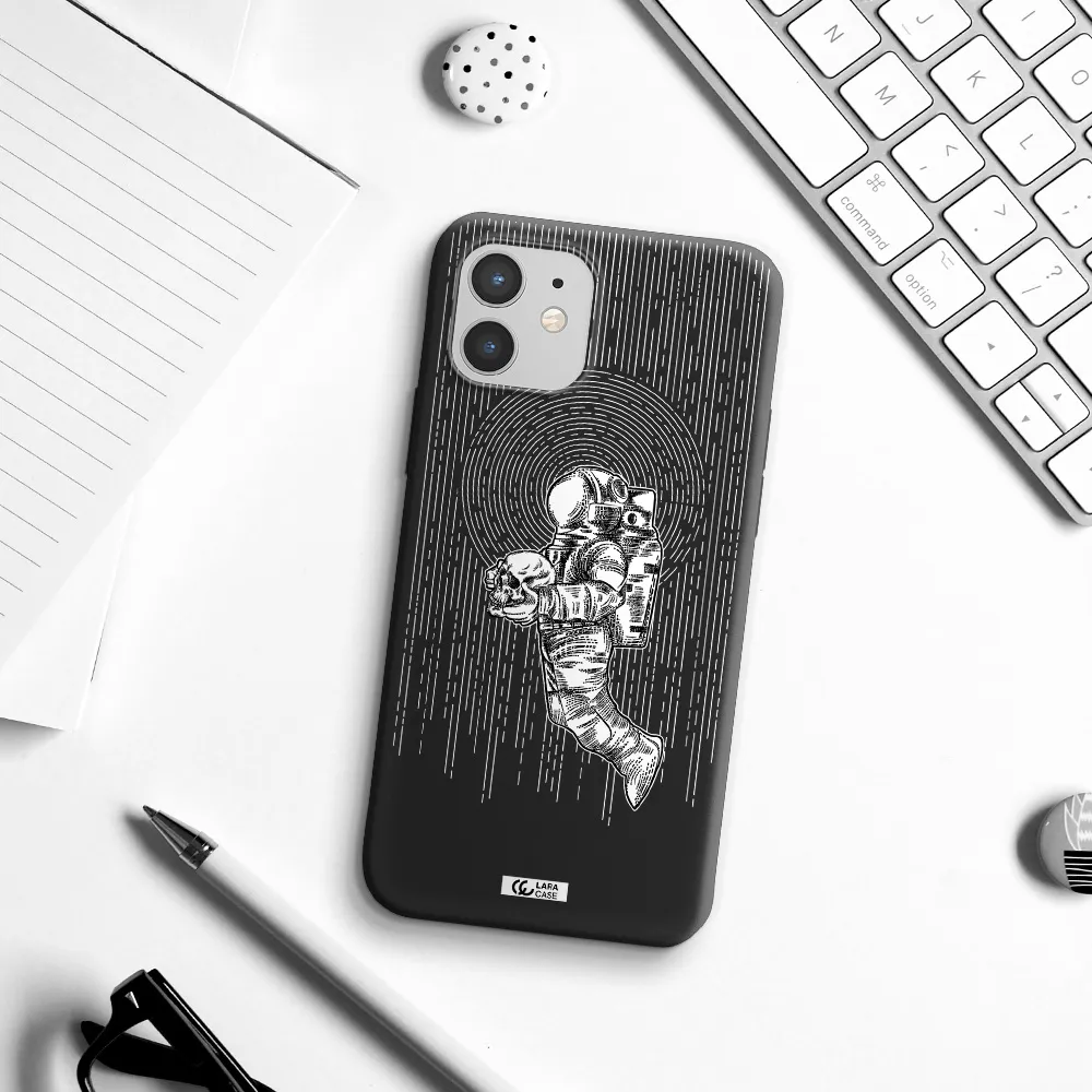 Astronaut Holding A Skull Apple iPhone 12 Silicone black Case