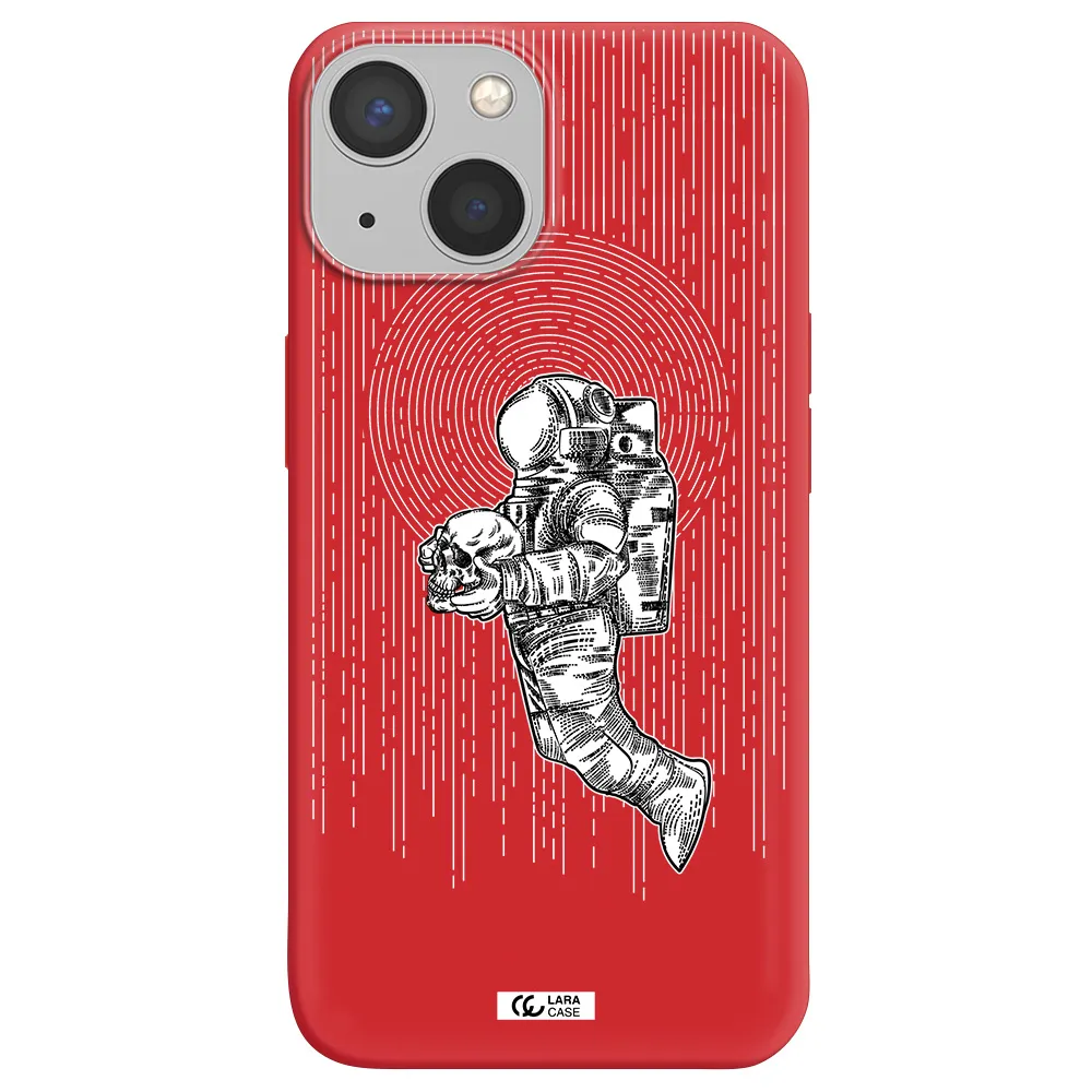 Astronaut Holding A Skull Apple iPhone 13 mini Silicone Imperial Red Case
