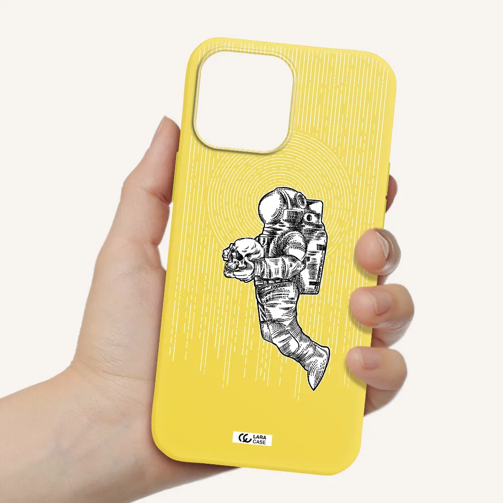 Astronaut Holding A Skull Apple iPhone 13 Pro Max Silicone canary yellow Case