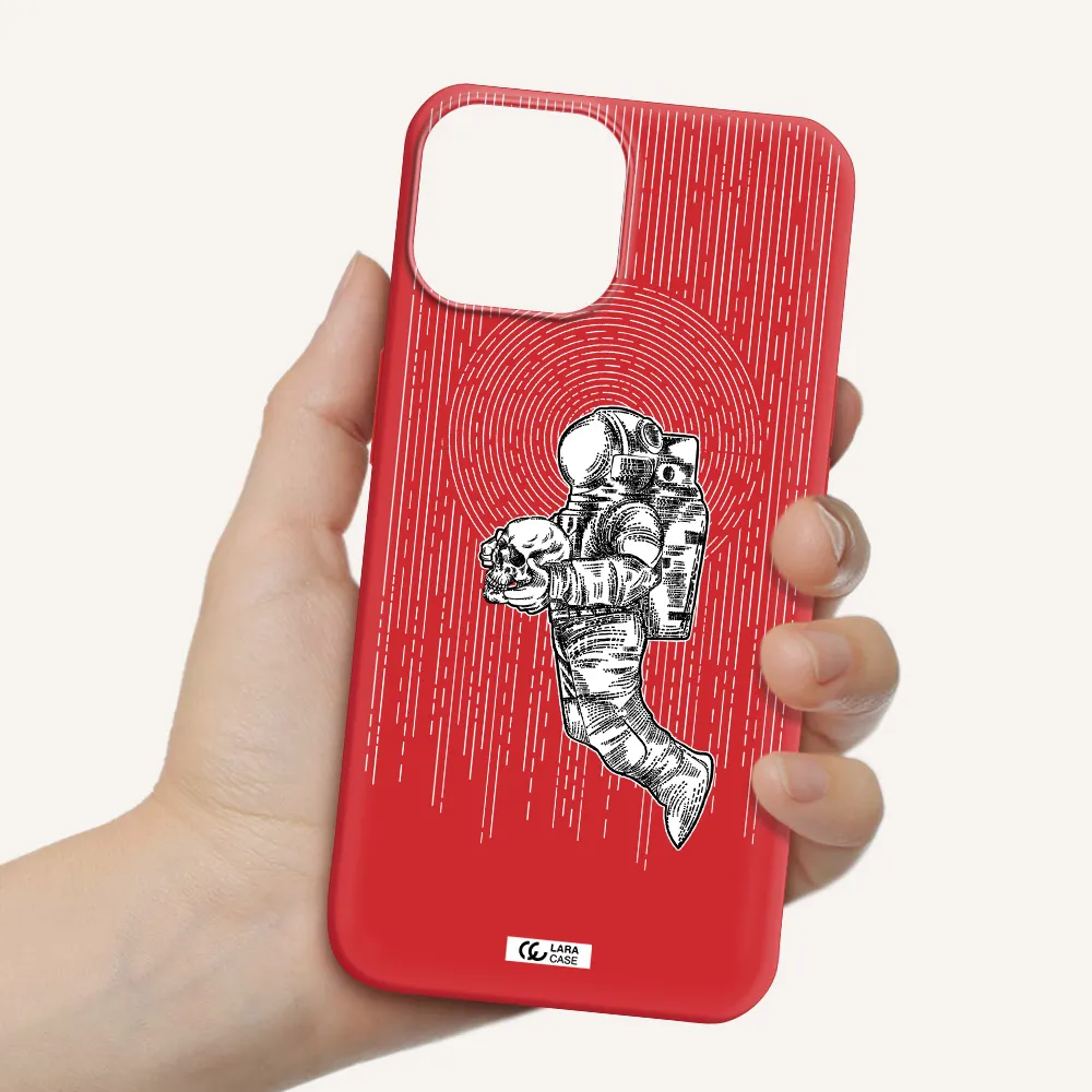Astronaut Holding A Skull Apple iPhone 13 Silicone Imperial Red Case