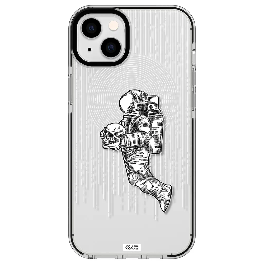 Astronaut Holding A Skull Apple iPhone 14 plus impact black border Case