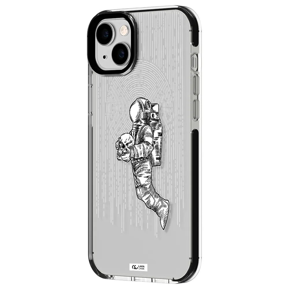 Astronaut Holding A Skull Apple iPhone 14 plus impact black border Case