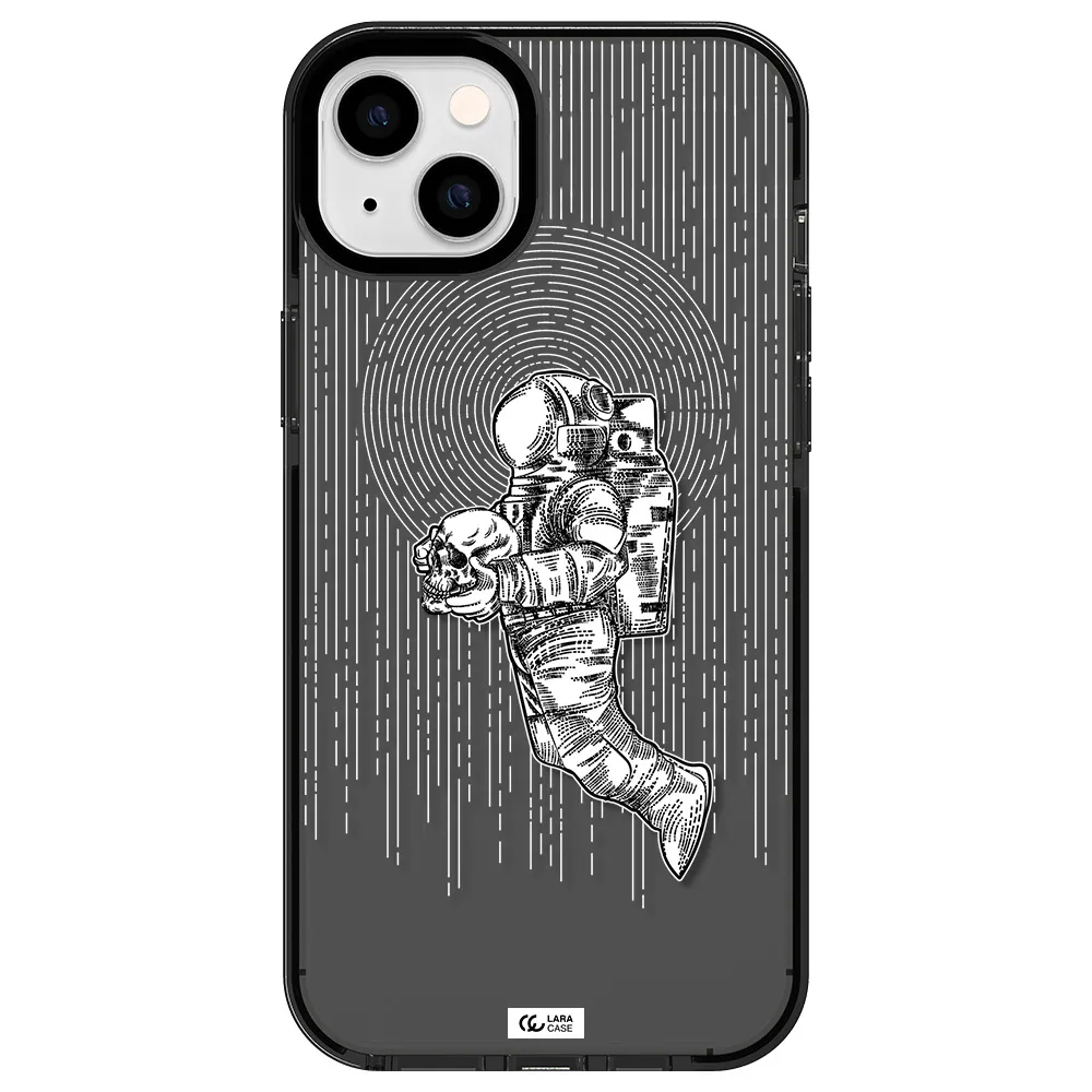 Astronaut Holding A Skull Apple iPhone 14 plus impact Smoke Black Case
