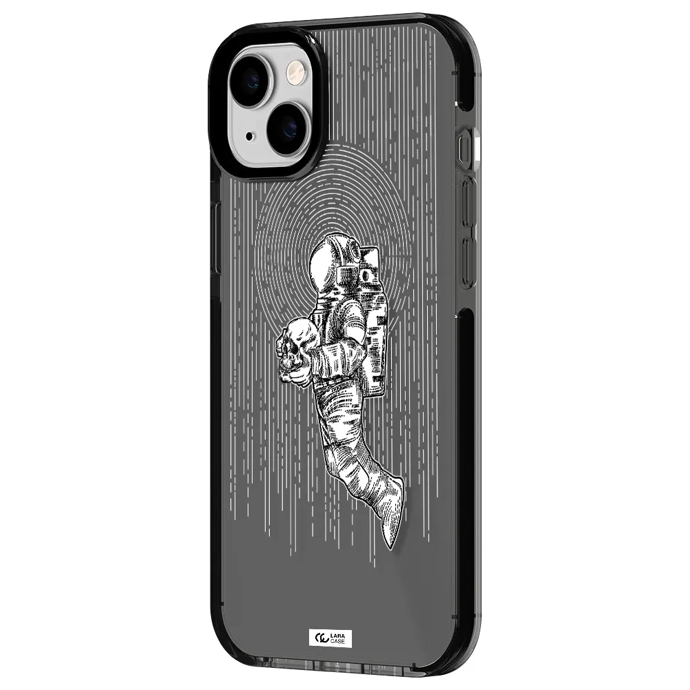 Astronaut Holding A Skull Apple iPhone 14 plus impact Smoke Black Case