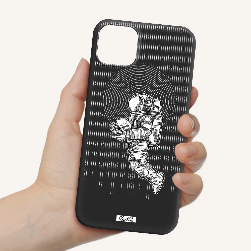 Astronaut Holding A Skull Apple iPhone 14 plus Silicone black Case