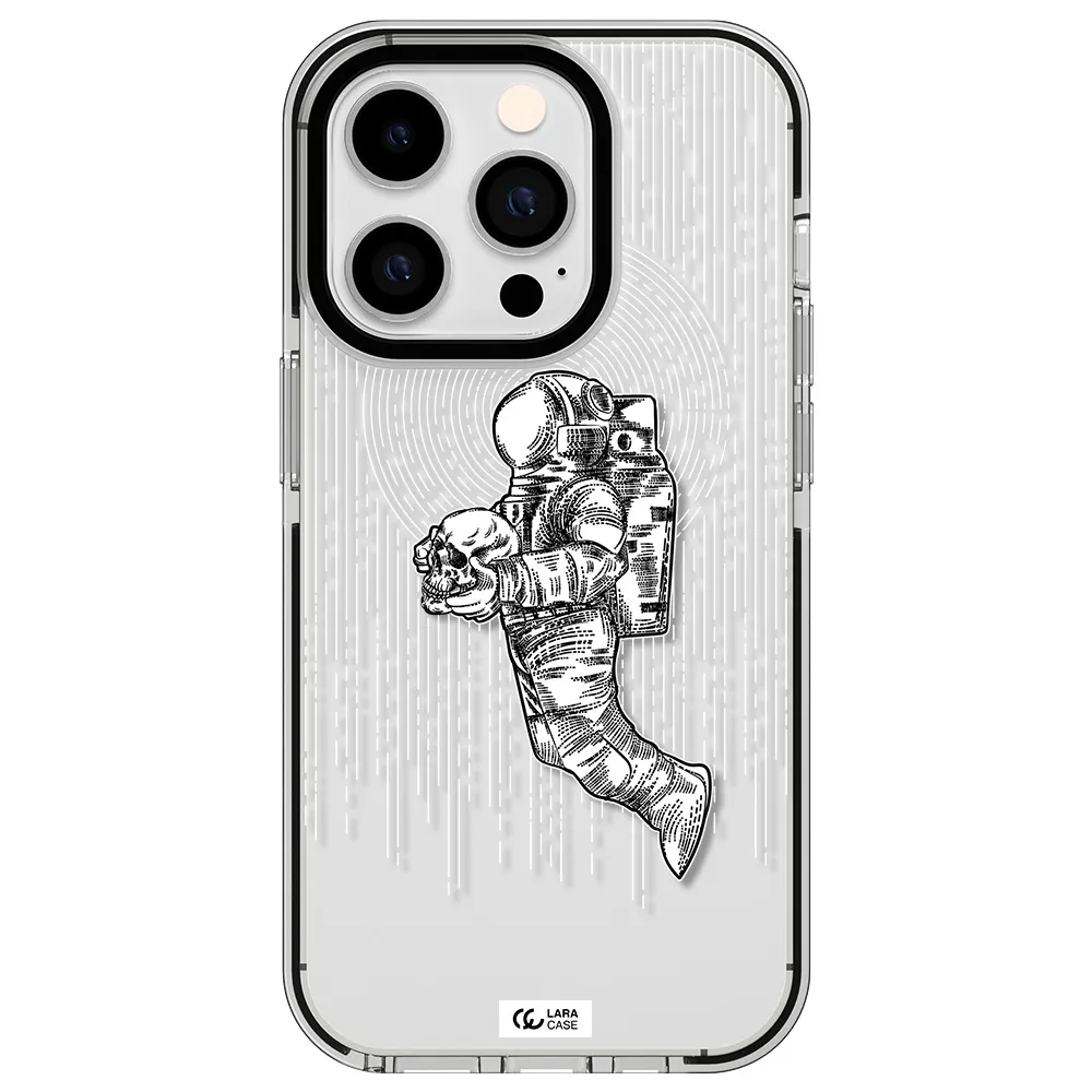 Astronaut Holding A Skull Apple iPhone 14 pro impact black border Case