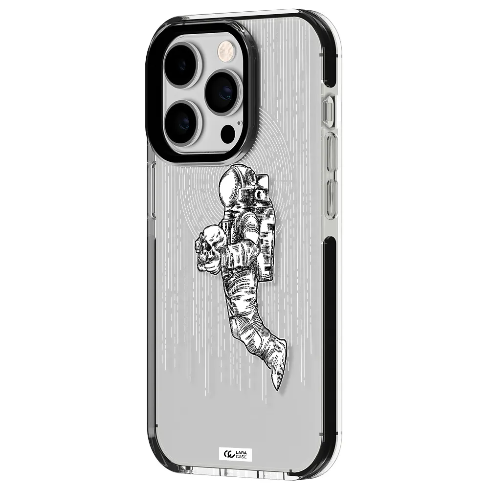 Astronaut Holding A Skull Apple iPhone 14 pro impact black border Case