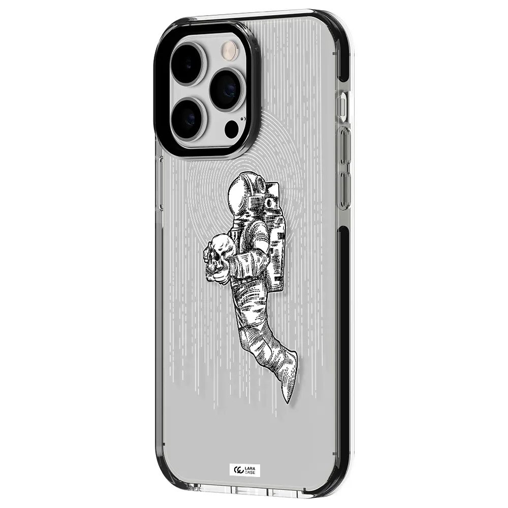 Astronaut Holding A Skull Apple iPhone 14 pro max impact black border Case