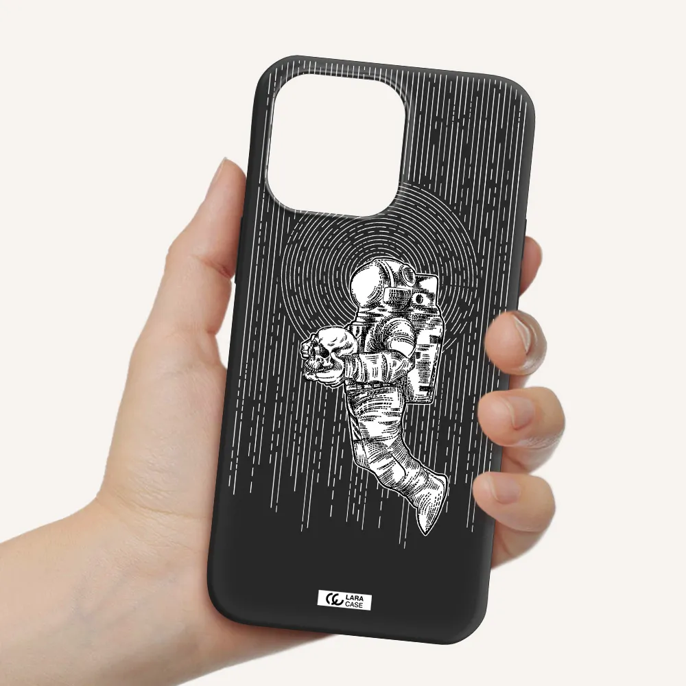 Astronaut Holding A Skull Apple iPhone 14 pro max Silicone black Case