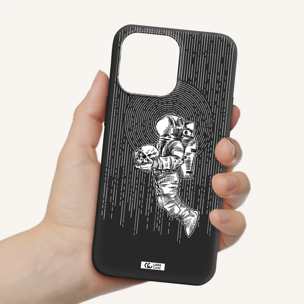 Astronaut Holding A Skull Apple iPhone 14 pro Silicone black Case