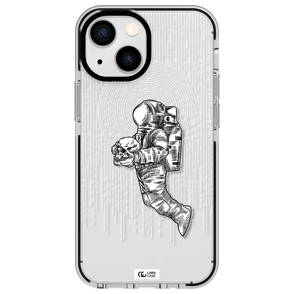 Astronaut Holding A Skull Apple iPhone 15 impact black border Case